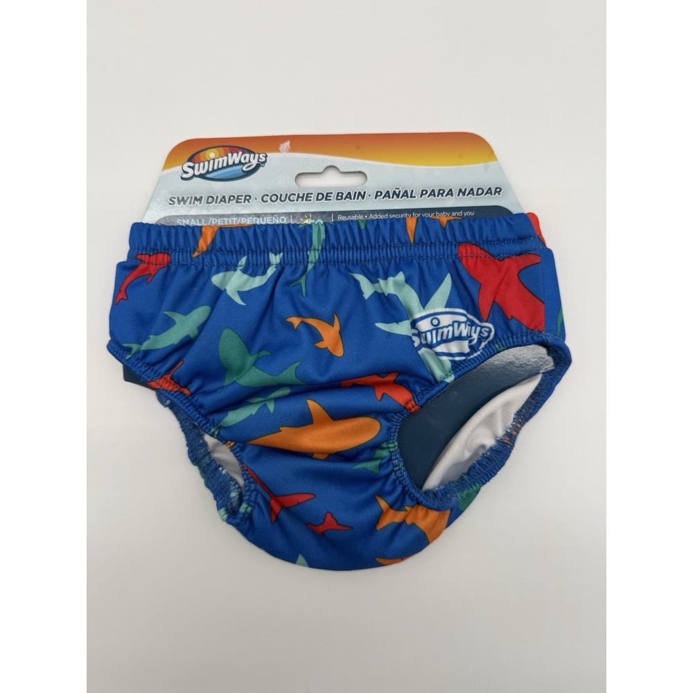 SwimWays Baby Swim‎ Diaper Shark Print Small 6+ Months 13-18 lbs UPF 50 Reusable
